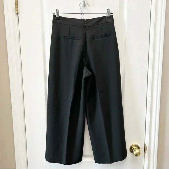 Topshop Wide Leg Pants High Waisted Cropped Pleated Palazzo Black Size 4 NWT - Picture 4 of 15